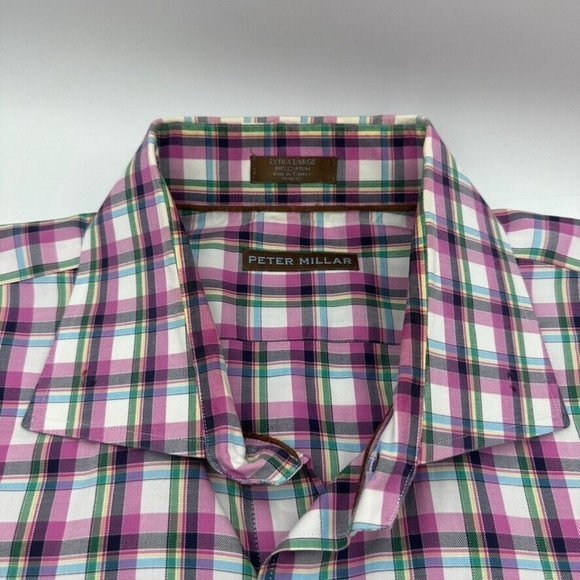 Peter Millar Long Sleeve Sport Shirt Pink Green Blue Size XL Extra Large - Picture 5 of 7